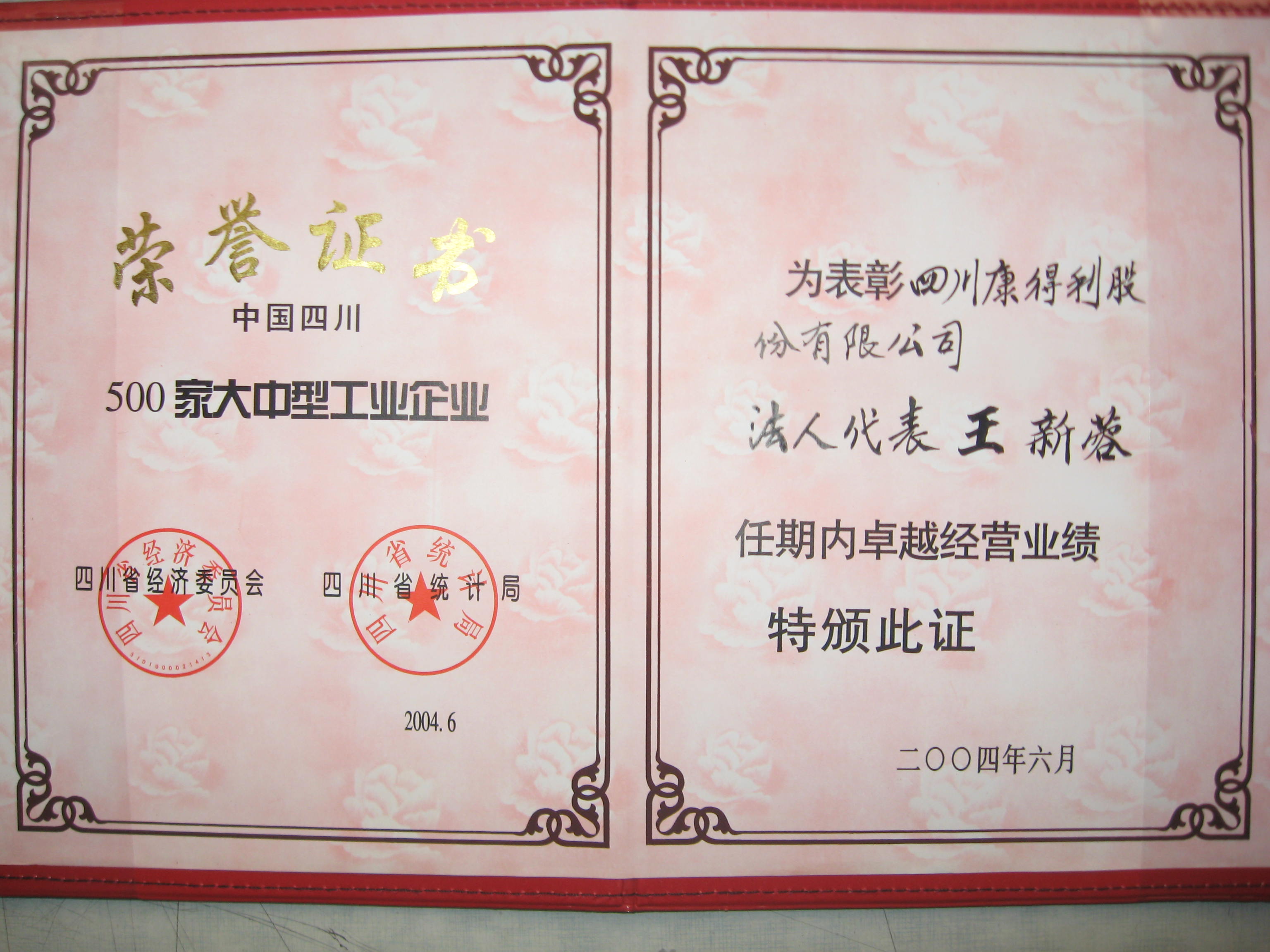 2004董事長卓越經(jīng)營業(yè)績(jī)
